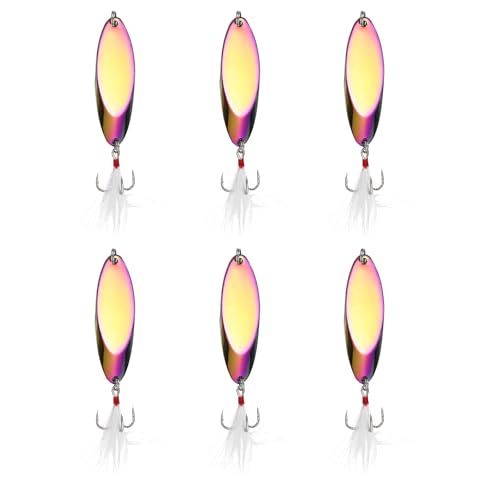 Fishing Spoons Lures Metal Saltwater Treble Trout Lures Jigging Spoon with Treble Hooks Spinner Baits for Freshwater - color: Colorful, size: 28g / 1oz