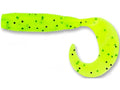 Yamamoto Single Tail Grub - color: CHARTREUSE W/ LARGE BLACK FLAKE (20 PACK)