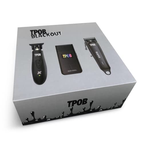TPOB Slime 2 Black Clipper Trimmer Shaver Set Barber Hair Clippers for Men 6800 RPM with Rubber Case - color: Black Pack
