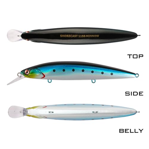 LITTMA ShoreCast 115 Minnow Sinking Saltwater Fishing Lure, Long Casting Surf Fishing Hard Bait for Striper Bass and Halibut - color: Metalic Sardine