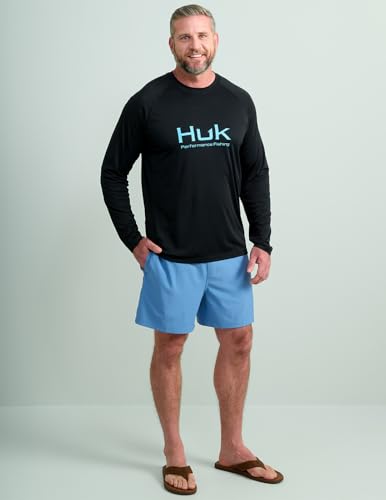 HUK Men's Pursuit Vented Long Sleeve Fishing Shirt (+30 UPF) - color: Black, size: Small
