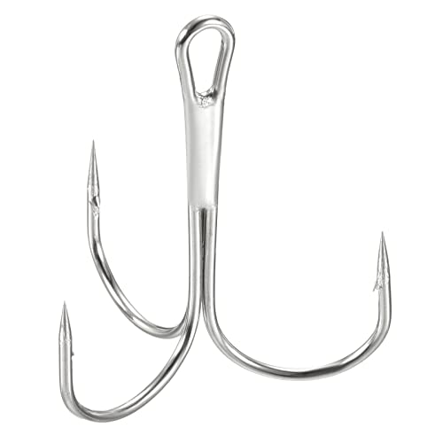 PATIKIL Treble Fish Hooks, Carbon Steel Sharp Round Bend Hook Triple Barbed Hook for Freshwater Saltwater - color: White, size: 44mm/1.73"