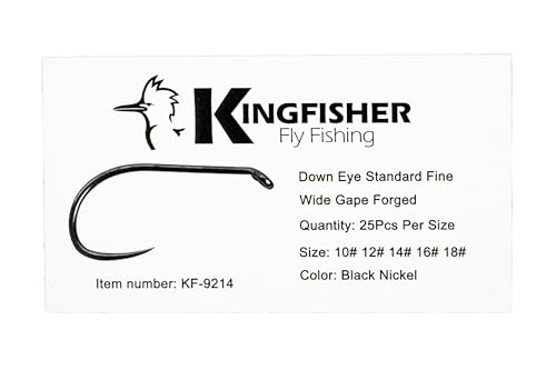Kingfisher Fly Tying Standard Barbless Dry Fly Hook – High Carbon Steel Barbless Hooks for Standard Dry Fly Patterns - size: #12-100 PK