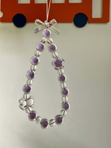 Beaded Phone Lanyard Wrist Strap Phone Charms Fixed Beads Pearl Chain - color: PC-tm-5
