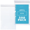 6" x 9" Heavy-Duty Zip Bags - 200 Count - Clear Plastic Reclosable Zipper Baggies, 4 Mil Thick Freezer Storage Poly Bags with Resealable Zip Top Lock for Packaging Food, Tools & Sharp Objects. - size: 6" x 9"