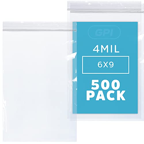 6" x 9" Heavy-Duty Zip Bags - 200 Count - Clear Plastic Reclosable Zipper Baggies, 4 Mil Thick Freezer Storage Poly Bags with Resealable Zip Top Lock for Packaging Food, Tools & Sharp Objects. - size: 6" x 9"