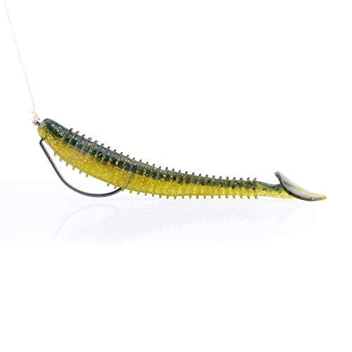 RUNCL Swimbaits Paddle 10/20/30/40PCS, 5/4/3/2 Inchs Paddle Tail, Soft Lure for Trout Crappie Bass, Durable Plastic Bait Swimmer for Saltwater/Freshwater, Fishing Lover's Gift - color: Dark Chartreuse, size: 4in, 20pcs