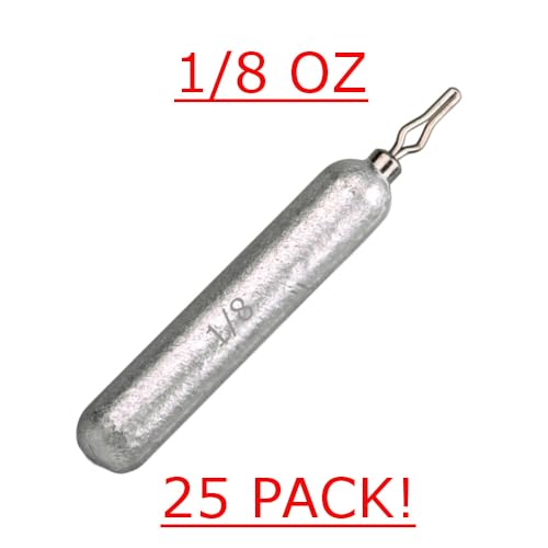 Reaction Tackle Drop Shot Weights for Bass Fishing - Skinny Pencil Sinkers for Drop Shot Rig - Freshwater and Saltwater Finesse Fishing - color: Silver, size: 1/8 Oz (25-Pack)