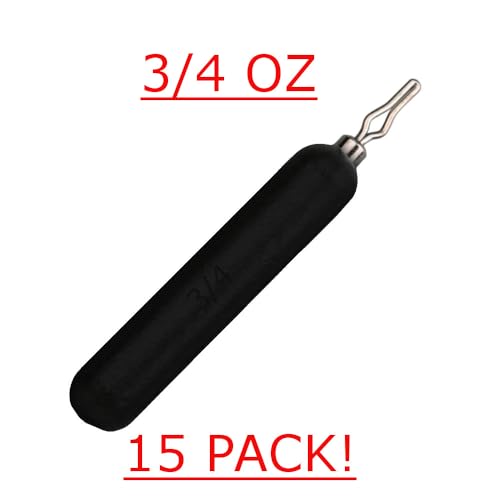 Reaction Tackle Drop Shot Weights for Bass Fishing - Skinny Pencil Sinkers for Drop Shot Rig - Freshwater and Saltwater Finesse Fishing - color: Black, size: 3/4 Oz (15-Pack)