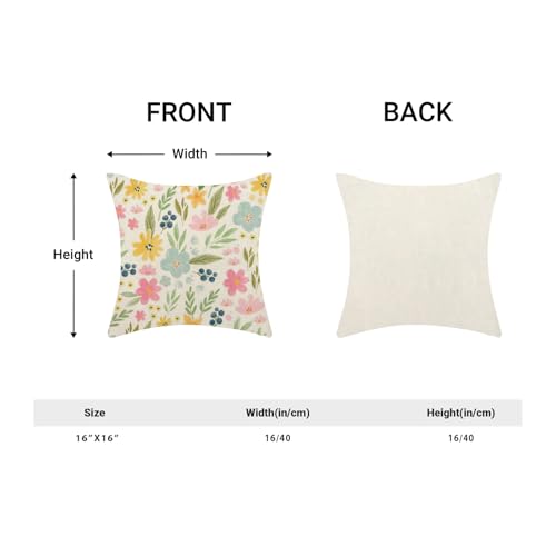 Spring Pillow Covers 16x16 Set of 2, Spring Leaf Watercolor Flowers Throw Pillows Cute Floral Decorative Cushion Case Decorations for Home Couch Sofa Outdoor - color: Floral-a, size: 16" x 16" (Pack of 1)