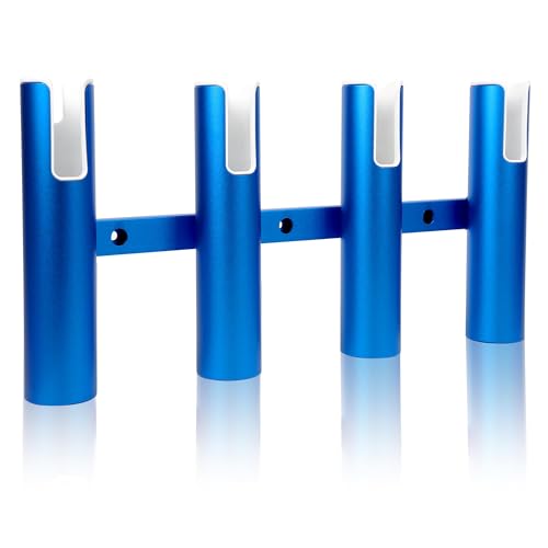 Aluminium Fishing Rod Holders for Boat, Wall-Mounted Fishing Pole Roof Rod Rack,Surf Fishing Rod Holder for Truck, Boats & Yacht - color: 4 Tubes Blue