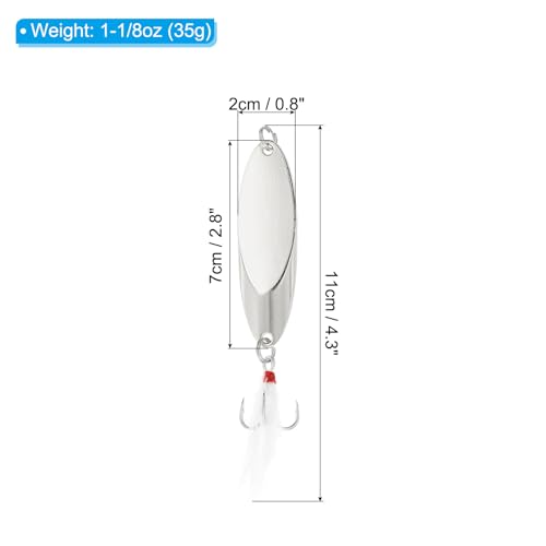 PATIKIL Fishing Spoons Fishing Lures Casting Spoon Treble Hooks Jigs Hard Metal Spinner Baits for Freshwater Saltwater - style: 1-1/8oz