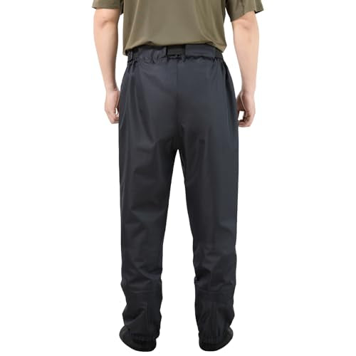 BASSDASH Men’s Breathable Wading Pants Waist Waders with Pockets Waterproof Fly Fishing Stocking Foot Lightweight FW09 - size: Large, Stocking Foot 9-10