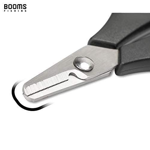 Booms Fishing S01 Fishing Scissors for Braided Line, Fishing Line Cutter Saltwater and Freshwater, Fishing Serrated Shears with Retractor, 3.9” Black - color: Black With Retractor