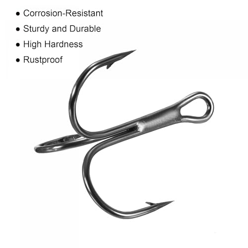 PATIKIL Treble Fish Hooks, Carbon Steel Sharp Round Bend Hook Triple Barbed Hook for Freshwater Saltwater - color: Black, size: 30mm/1.18"