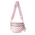 Crossbody Bags for Women, Spacious Nylon Belt Purse Fanny Packs, Crescent Oversized Checkered Bum Bag (Checkered - Pink) - color: Checkered - Pink