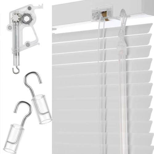 2 Set Wand Wire and Sleeve Collar for Horizontal Blinds, Horizontal Blinds Replacement Parts with Hook, Mini Blind Repair Kit with 1" Square Headrails, Window Opener Accessory for Vertical Blind