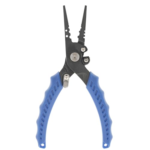 Reaction Tackle Fishing Pliers, Stainless Steel Saltwater Pliers with Braid Cutter, Hook Remover and Crimper, Teflon Coated with Sheath and Lanyard - size: 7" Straight