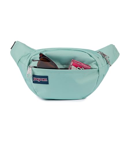 JanSport Fifth Avenue Fanny Pack Crossbody Bags for Women, Men - Stylish, Durable Waist Bag with Adjustable Belt, Main Zippered Pocket, Quick Stash Pocket - Travel Essentials - Black - color: Faded Sage