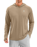 Men's Sun Protection Hoodie Shirts Long Sleeve UPF 50+ Swim Shirts for Men Rash Guard Fishing Shirt Quick Dry - color: Khaki, size: XX-Large
