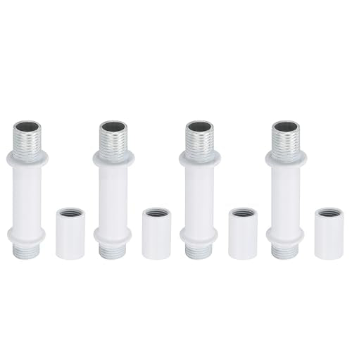 PATIKIL Straight Pipe Lamp Stems Rod Kit, 4Set M10 Carbon Steel 40mm(1.57") Long Double End Thread Rod with Coupling Nuts Sleeve Connector for Table Lamps Chandeliers, White - color: White, size: 40mm(1.57")