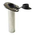 MARINE CITY Heavy Duty Stainless Steel Flush Mount Rod Holder and PVC Liner with Cap and Gasket 15 Degree for Marines – Boats – Yachts – Kayaks (Pack of 1)