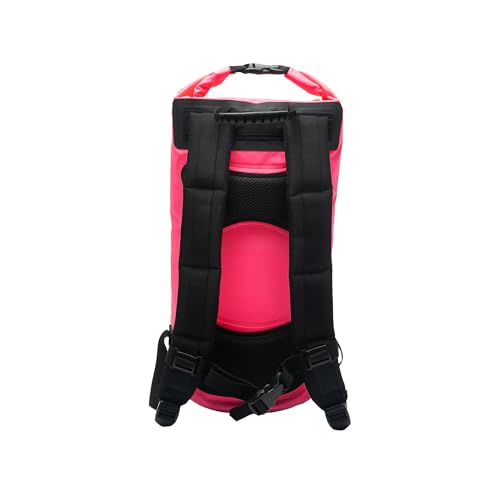geckobrands Hydroner 20L Waterproof Dry Bag Backpack – Lightweight Roll-Top Bag with Clear Phone Pouch for Outdoor Activities - color: Neon Pink