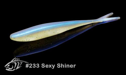 Lunker City Fishing 4.5" Freaky Fish Split Tail Soft Plastic Minnow Bass Lure Stick Bait Shad Jerkbait, 8 Per Bag, Made in The USA - color: 233 Sexy Shiner
