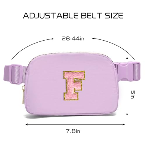 Gitus Initial Belt Bag Fanny Pack Crossbody Bag for Girls Birthday Gifts Age 8-10 Teen Girl Gifts Trend Stuff Personalized Letter Gifts for Daughter Sister (Lavender-F) - color: Lavender, style: F