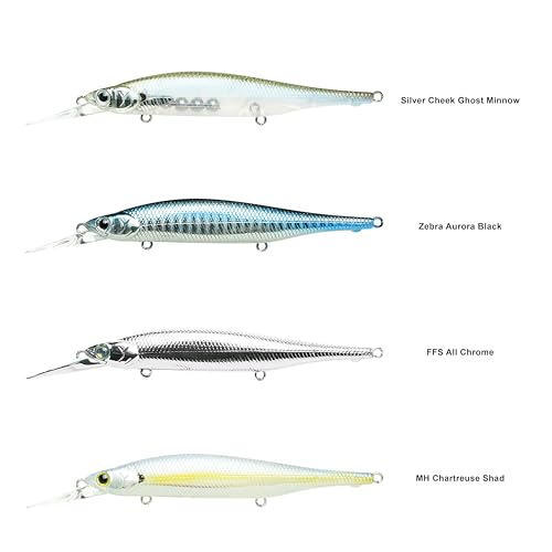 LUCKY CRAFT Lightning Pointer 100DD MG-S Fishing Lures, 4” Suspending Jerkbait Bass Lure, 15ft Depth Hard Bait, Freshwater Trout Lures, Premium Fishing Gear and Freshwater Tackle Box Equipment - color: 325 Zebra Aurora Black