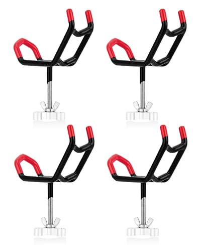 Dual-Angle Boat Fishing Rod Holder Rest, 4 Pack, 5° & 25° V-Shape Rod Cradle with Anti-Slip Rubber Tips, 3/8”-16 Thread Mount
