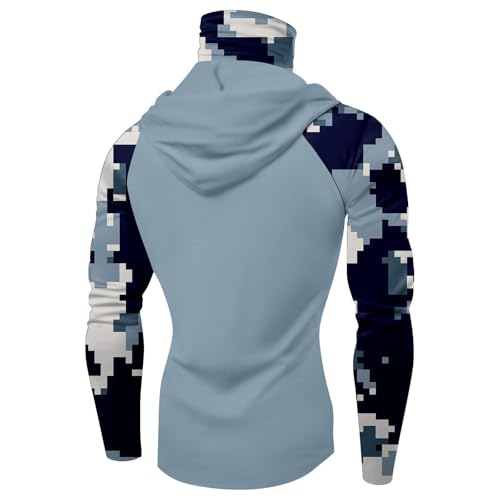 Hooded Fishing Shirts with Face Mask Cooling UPF 50+ Sun Protection Rash Guard Moisture Wicking Outdoor Boat Sun Shirt - color: A02-black, size: Large