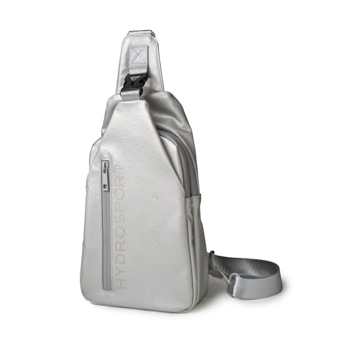 FITKICKS Hydrosport All Weather Sling Bag Unisex Crossbody Travel Hiking Chest Bag - color: Silver