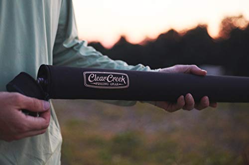 Clear Creek Fly Fishing Rod Tube - 9' - Easy to Carry Complete Protection Storage Case - Interior Divided Organizer and Works with Fresh + Saltwater Rods and Top Brand Name Fishing Rods - size: Four Piece (29" Internal Length)