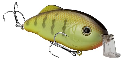 Strike King Hybrid Hunter Jr Crankbait Fishing Lure, 1/2 oz, Reflective 3D Eyes - color: Chartreuse Perch, size: 1/2 oz (Pack of 1)