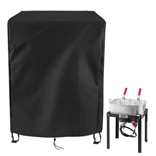Propane Deep Fryer Cover for 18QT Fish Fry, Heavy Duty Waterproof Seafead Boil Pot Cover for Double Deep Fryer with 2 Baskets for Outdoor Cooking, 18"W x 14"D x 15"H - size: 18"W x 14"D x 15"H