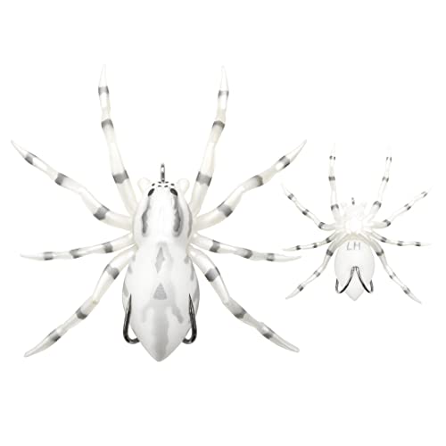 LUNKERHUNT Phantom Spider Lure for Bass Fishing (2.5 Inch) | Topwater Spider Fishing Lure with Natural Walking Action | Soft Hollow Body Weedless Hooks for Trout and Pike - color: White Wolf