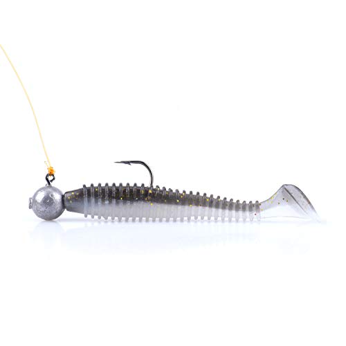 RUNCL Swimbaits Paddle 10/20/30/40PCS, 5/4/3/2 Inchs Paddle Tail, Soft Lure for Trout Crappie Bass, Durable Plastic Bait Swimmer for Saltwater/Freshwater, Fishing Lover's Gift - color: Shadow Gold, size: 3in, 30pcs