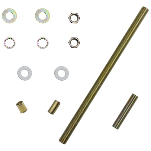 12 PCS Lamp Pipe Lamp Rod Repair Hardware Parts 1/8 IP Threaded Lamp Pipe Coupling Fully Threaded Connecting Pipe with Locking Nut for Lamp Assemlby or Repair - color: Gold, size: SET-2