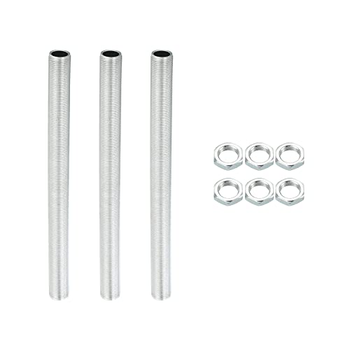 PATIKIL M12 Thread 5.91" Lamp Pipe Kit with Lock Nuts, 3 Set All Thread Rods Fasteners Hardware for Chandelier Ceiling Light DIY, Zinc Plating - size: 5.91"