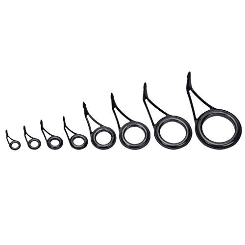8pcs Fishing Rod Tip Repair Kit Rod Top Tips Replacement Fishing Rod Tips Stainless Steel Ceramic Ring Guide Tips - color: Single Leg Fishing Rod Guides_8pcs