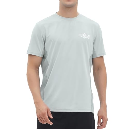 Riverruns Men's UPF 50+ Fishing Shirt, Quick Dry Cooling Short Sleeve Performance Tee with Breathable Mesh Back - color: Gray, size: X-Large