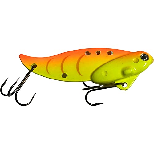 1 1/2oz - Blitz Blade - Blade Bait for Walleye, Lake Trout, COHO Salman, Pike, Musky Made in USA 100% Zinc Alloy - color: Chart Orange