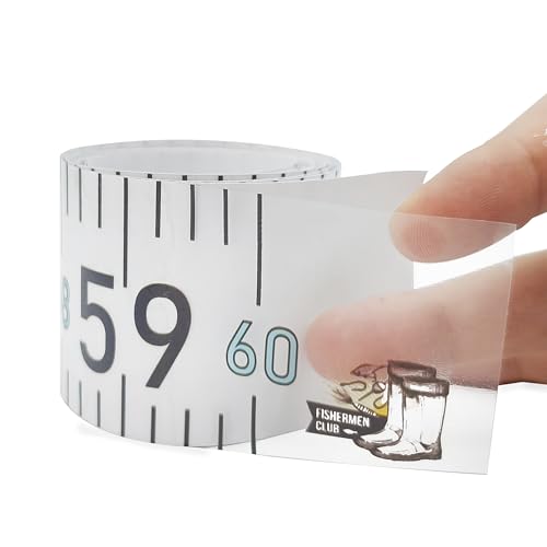 Fishing Ruler for Boat 60" Self-Adhesive Fish Measuring Decals (3 Pack) Waterproof Self Adhesive Measuring Ruler Tape (Clear) - color: clear