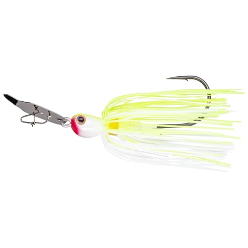 Strike King Thunder Cricket Fishing Lure, Vibrating Swim Jig, Silver Blade, 4/0 Jungle-Style Flipping Hook - color: Chartreuse White, size: 1/2 oz