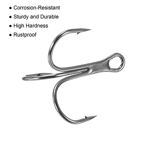 PATIKIL Treble Fish Hooks, Carbon Steel Sharp Round Bend Hook Triple Barbed Hook for Freshwater Saltwater - color: Black, size: 32mm/1.26"