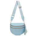Pure Colour Crossbody Bum Bags for Women Spacious Checkered Cross body Bag Nylon Trendy Fanny Pack for Travel - color: Light Blue