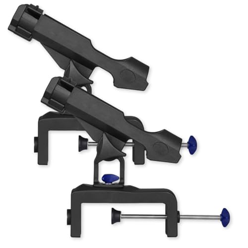 ZENFUN 2 Pack Fishing Boat Rods Holder, 360 Degree Rotation Adjustable Fishing Rods Racks, Large Clamp Opening Folding Rod Holder for Canoe, Kayaks, Easy Installation, Bonus Screws