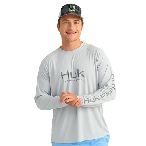 HUK Men's Pursuit Vented Long Sleeve Fishing Shirt (+30 UPF) - color: Harbor Mist, size: Small