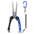 TRUSCEND Easy Use Lockable Fishing Pliers with Tungsten Carbide Cutter, Innovative Ergonomic Handy Handle, Saltwater Corrosion Resistant Teflon Coated Fishing Tool, Light Multi-Function Fishing Gear - color: C-straight Nose-blue